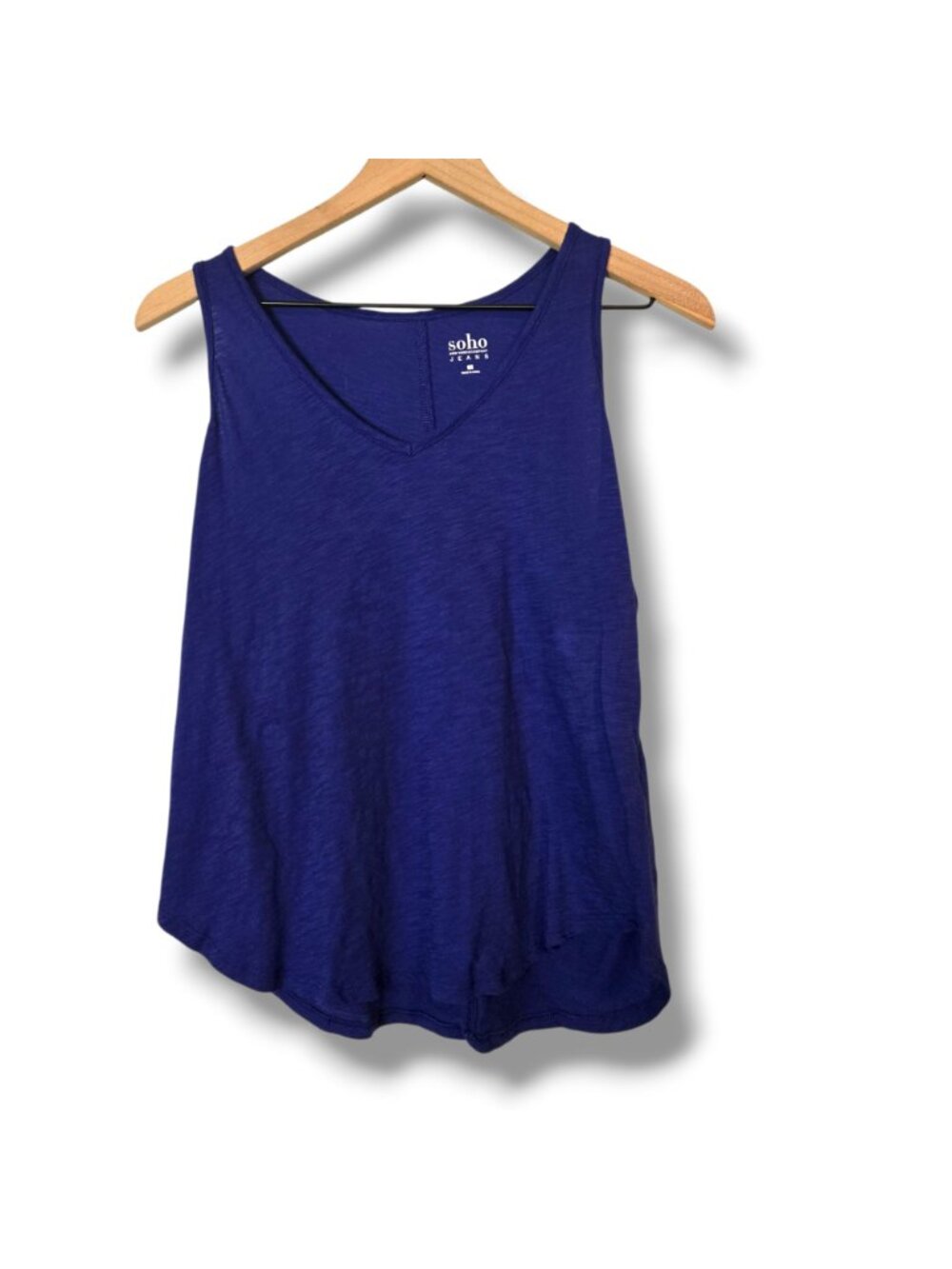 Soho NY & Co tank top womens Medium  Blue 100% Cotton v-neck